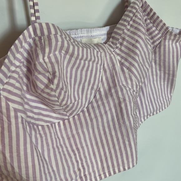 By Anthropologie purple/white stripe bustier top - Picture 2 of 6